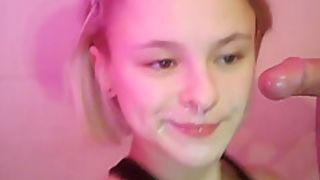Cute Young Teen 18 Year Old Deepthroat and Cocksucking Blowjob Cum Eater