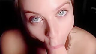 Lana Rhoades big tits teen sucking and masturbating with dildo.