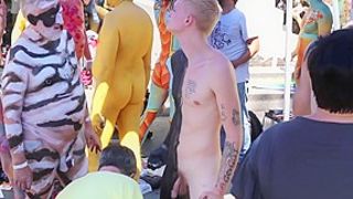 Young Boy Naked Body Paint in Public