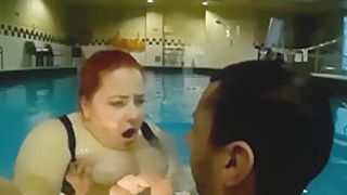 Paleandbrown - Huge Pale Tits Jerk Cock Underwater At Night In Hotel Pool