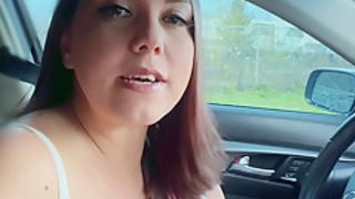 Busty Natural Stepmom Gives Tits And Deepthroat Cock Sucking In Car - And Almost Gets