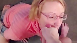 Slut Librarian Gives POV Blowjob Takes Facial to Shut You Up