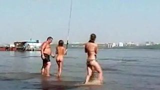 Fishing with nude Russian Teens