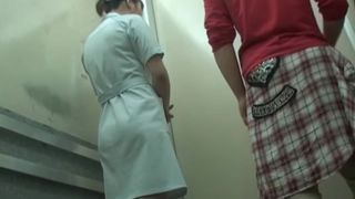 Nasty man sharked her skirt in the lift of medical clinic