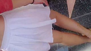 Big ass teen in see thru white skirt