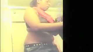 Black BBW takes a shower and dresses