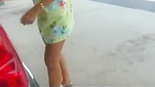Flashing sexy Ass at Gas station