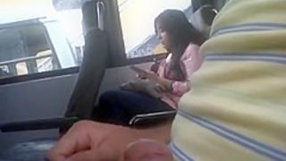 Man strokes his penis in the bus