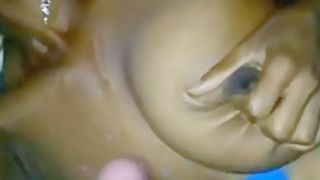 Haitian MILF wakes up with white cock in her face