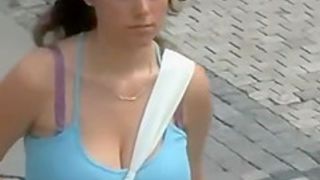 Big tits bouncing on the street