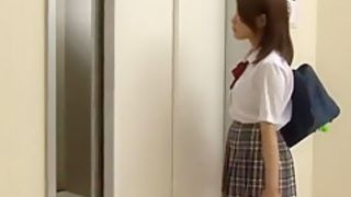 Girls Get Sandwiched Between Elevator Door And Gets Fucked