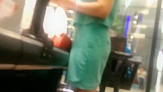 turkish sexy blonde in green skirt