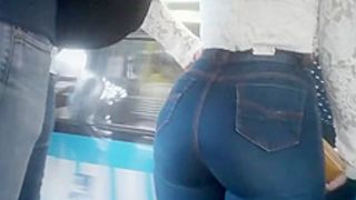 Brazilian girl big booty in thigh jeans