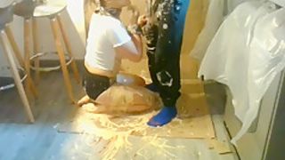 WAM Splosh whilst slut Tied to chair - extreme face fuck and rough sex xxx