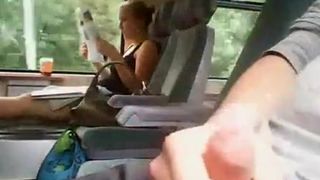 Perverted wank and cums in Train