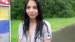 Sexy teen brunette with dirty ideas on her mind got fucked in a local forest