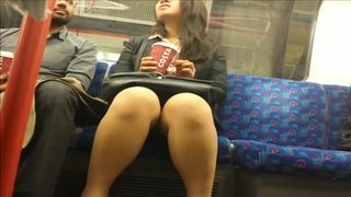 Upskirt during Conversation on Train