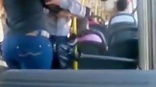 Beautiful big booty in jeans on the bus