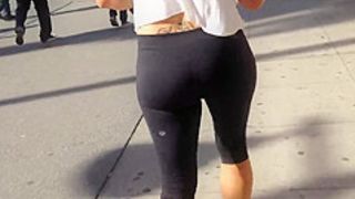 Yoga pants- Blonde jogger thong vpl ass