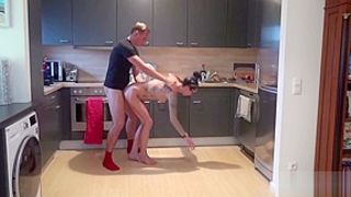 Sister Caught Naked in Kitchen and Get Fucked by Step-Bro