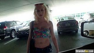 Stacie Andrews loses her car, gets a free ride, cock and cum