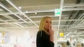 Cute Kinky Blonde Girlfriend Hidden Blowjob in Dressing Room
