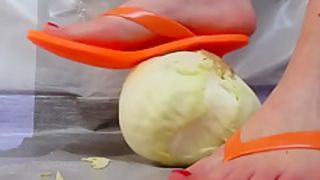 savoy cabbage crushing in orange heels