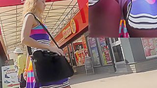 Hottie exposes her intimate parts in upskirt public vid