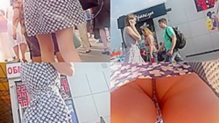 Really hot upskirt vids shows skinny butt cheeks