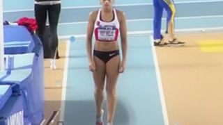 Long jump babe with a great ass in spandex