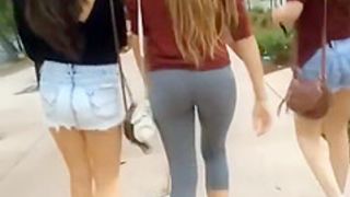 Teens in jeans shorts and leggings