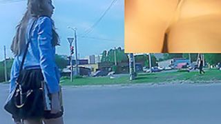 Ass hidden under body color pantyhose in upskirt video