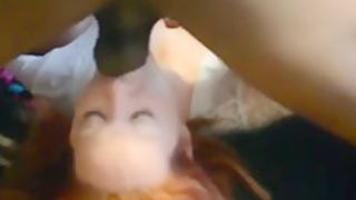 Ginger teen uses her mouth to please please black cock and ass