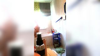 Wife caught masturbation in bathroom on hidden cam