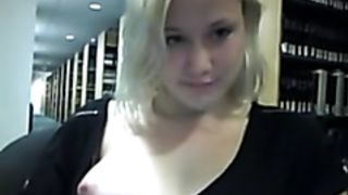 Flashing her tits In The Library