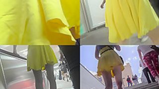 Tiny thong of a sexy lady seen in free upskirt video