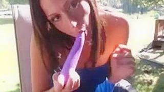 Dirty hot girl slut outdoors on webcam masturbating