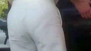 Ass voyeur 12 - See through white pants VPL