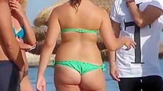 Girl in green bikini with sexy ass