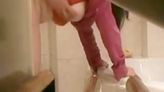 Peeping as she's fucked by the bathtub