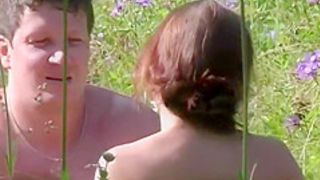 Lurking voyeur caught sex in the grass