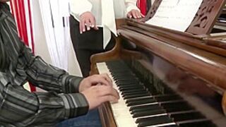 Mature mom fucks young piano player boy