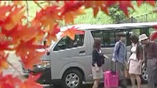 Japanese MILF enjoys hot sex in the travel