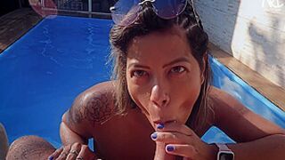 Hot Neighbor Gets Her Perfect Ass In The Pool Just To Drive Me Crazy!