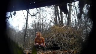 Women peeing outdoor