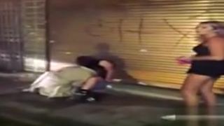 Drunk girl enjoys being hammered on the street