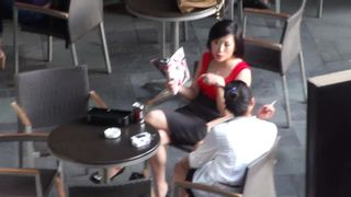Asian voyeur video with a sexy slut in restaurant