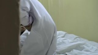 Cute nurse moans during hardcore Japanese fucking in bed