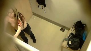 Emo teen with tattoos caught on hiddencam dressing room vid