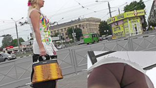 Street voyeur upskirt video with sexy blonde MILF